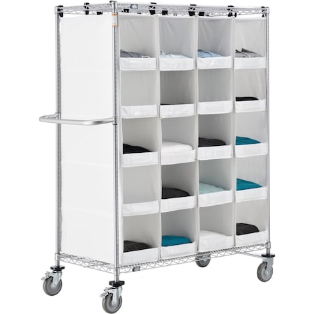 Nexel Stock Picking Truck, Single Sided, 20 Cells, 48inL x 24inW x 69inH, White 800447